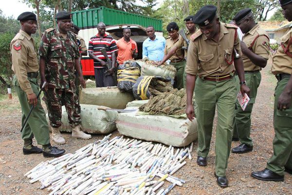 Three Arrested with Combat Uniform, Marijuana, and Other Illegal Items in Kiambu